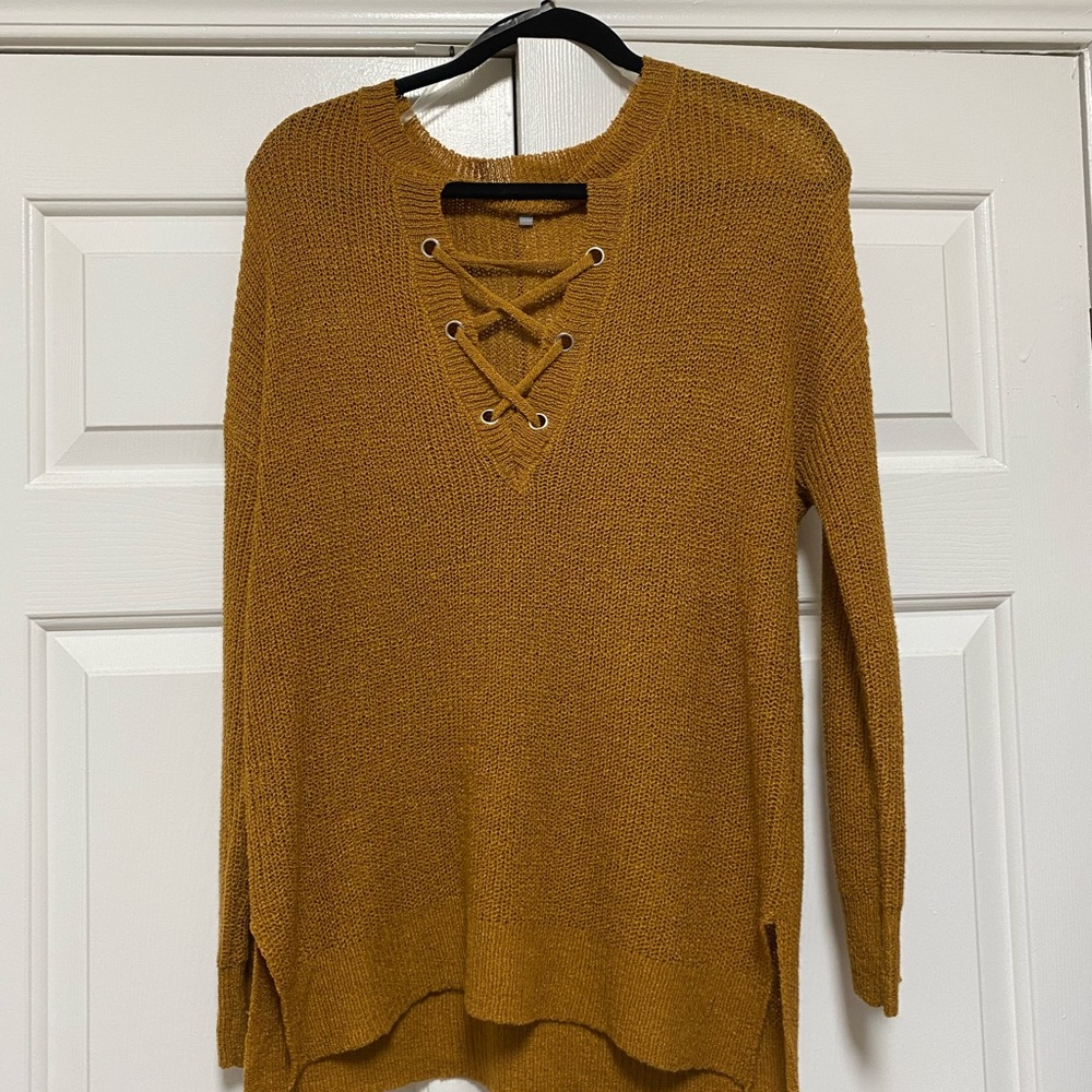 Lace up sweater